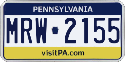 PA license plate MRW2155