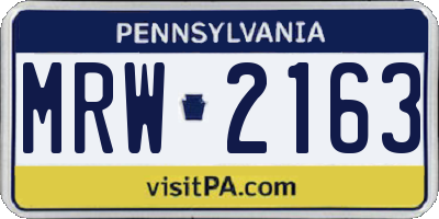 PA license plate MRW2163