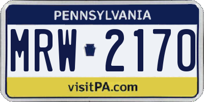PA license plate MRW2170