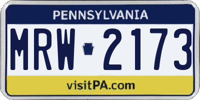 PA license plate MRW2173