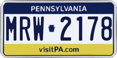 PA license plate MRW2178