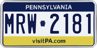PA license plate MRW2181