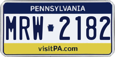 PA license plate MRW2182