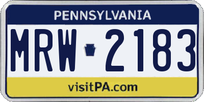 PA license plate MRW2183