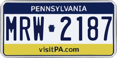 PA license plate MRW2187