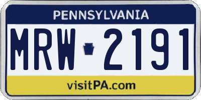 PA license plate MRW2191