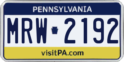 PA license plate MRW2192