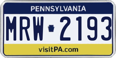 PA license plate MRW2193