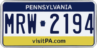 PA license plate MRW2194