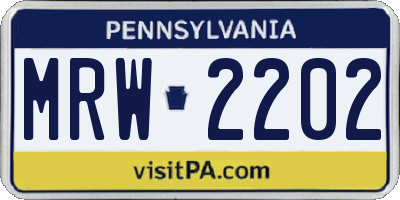 PA license plate MRW2202