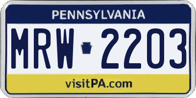 PA license plate MRW2203