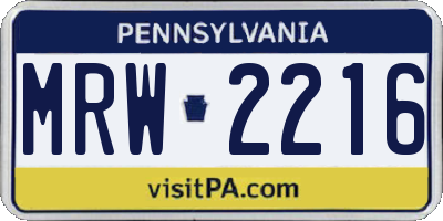 PA license plate MRW2216