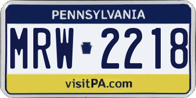 PA license plate MRW2218