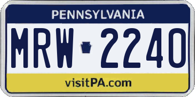 PA license plate MRW2240