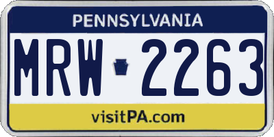 PA license plate MRW2263