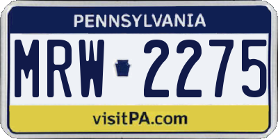 PA license plate MRW2275