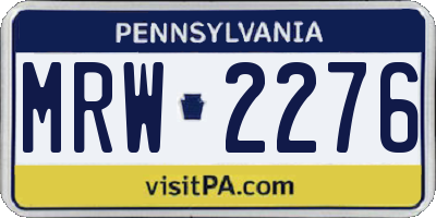 PA license plate MRW2276