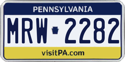 PA license plate MRW2282
