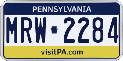 PA license plate MRW2284