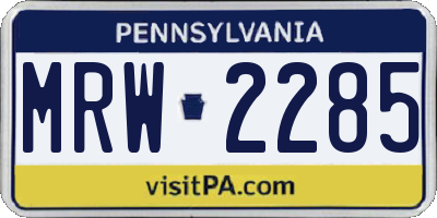 PA license plate MRW2285