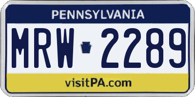 PA license plate MRW2289