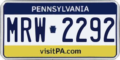 PA license plate MRW2292
