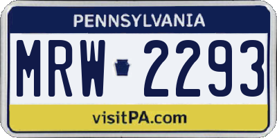 PA license plate MRW2293