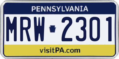 PA license plate MRW2301