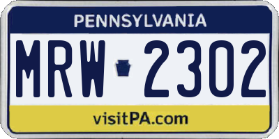 PA license plate MRW2302