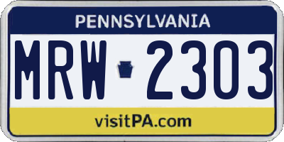 PA license plate MRW2303