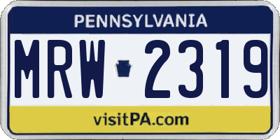 PA license plate MRW2319