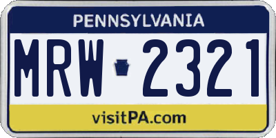 PA license plate MRW2321