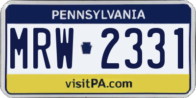 PA license plate MRW2331
