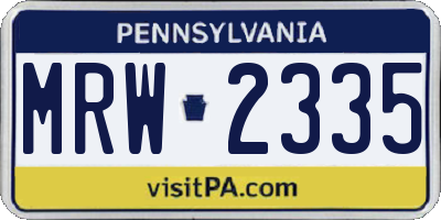 PA license plate MRW2335