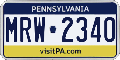 PA license plate MRW2340