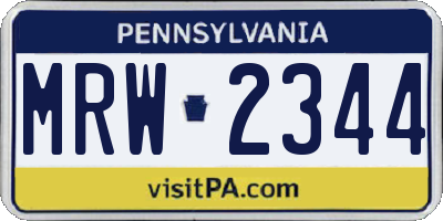 PA license plate MRW2344