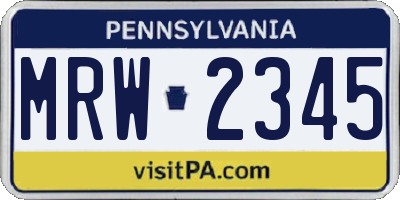 PA license plate MRW2345