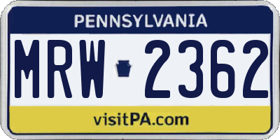 PA license plate MRW2362