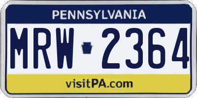 PA license plate MRW2364
