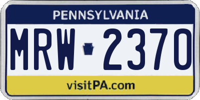 PA license plate MRW2370