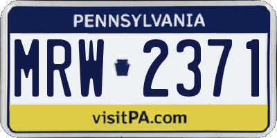 PA license plate MRW2371