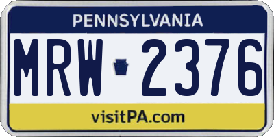 PA license plate MRW2376