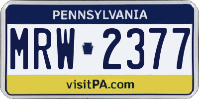 PA license plate MRW2377