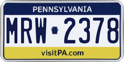 PA license plate MRW2378