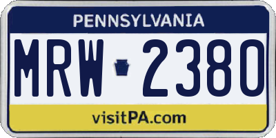 PA license plate MRW2380