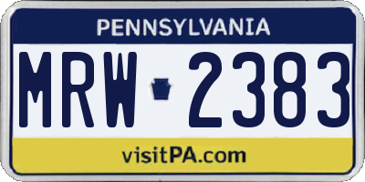 PA license plate MRW2383