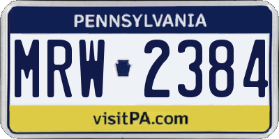 PA license plate MRW2384