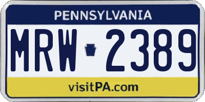 PA license plate MRW2389