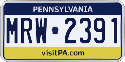 PA license plate MRW2391