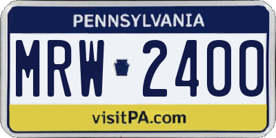 PA license plate MRW2400